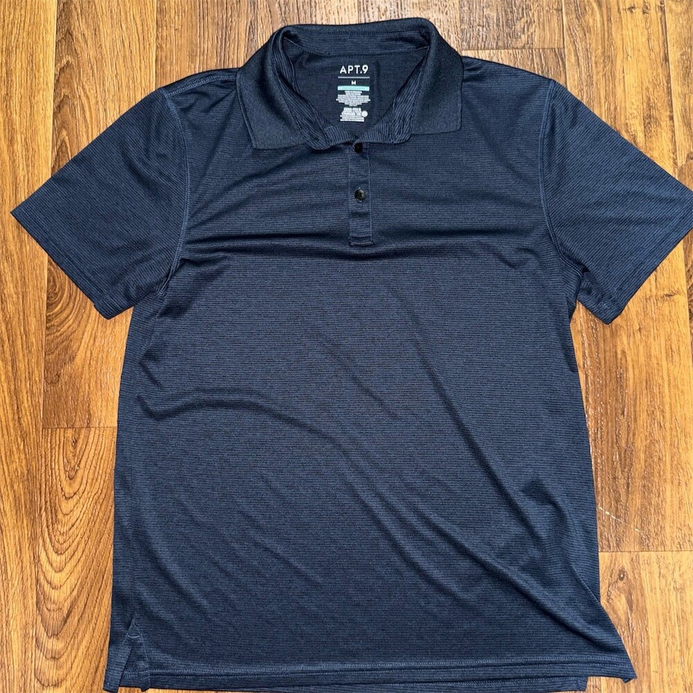 Apt. 9 Polo Shirt Men's Size M Navy Blue Short Sleeve Golf Athleisure